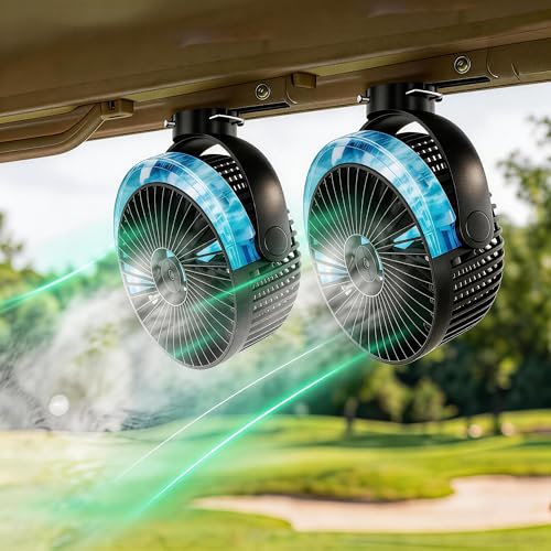 VENSWID Magnetic Misting Golf Cart Fan 2-Pack