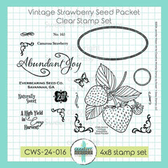 Sweet 'N Sassy Vintage Strawberry Seed Packet Clear Stamps cws-24-016