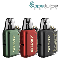 Three colors of VooPoo ARGUS P1 Pod System Kit - Vape Juice Depot