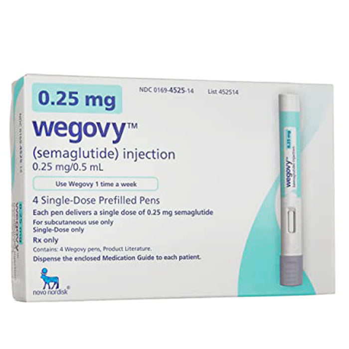 Wegovy (semaglutide) Injector 0.25 mg/0.5 mL, 4 Pens Per Box