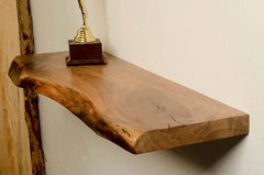 Handcrafted Live Edge Wooden Shelf – Rustic Floating Wall Shelf - ART AKASHA STUDIO