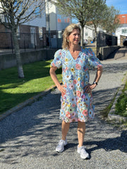 Yasflowering Short Sleeve Dress New Show Halogen Blue Flowers