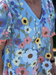 Yasflowering Short Sleeve Dress New Show Halogen Blue Flowers