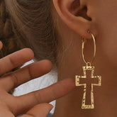 Chunky Cross Buckle Earrings