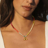 A-Z Bubble Initial Rainbow Necklace
