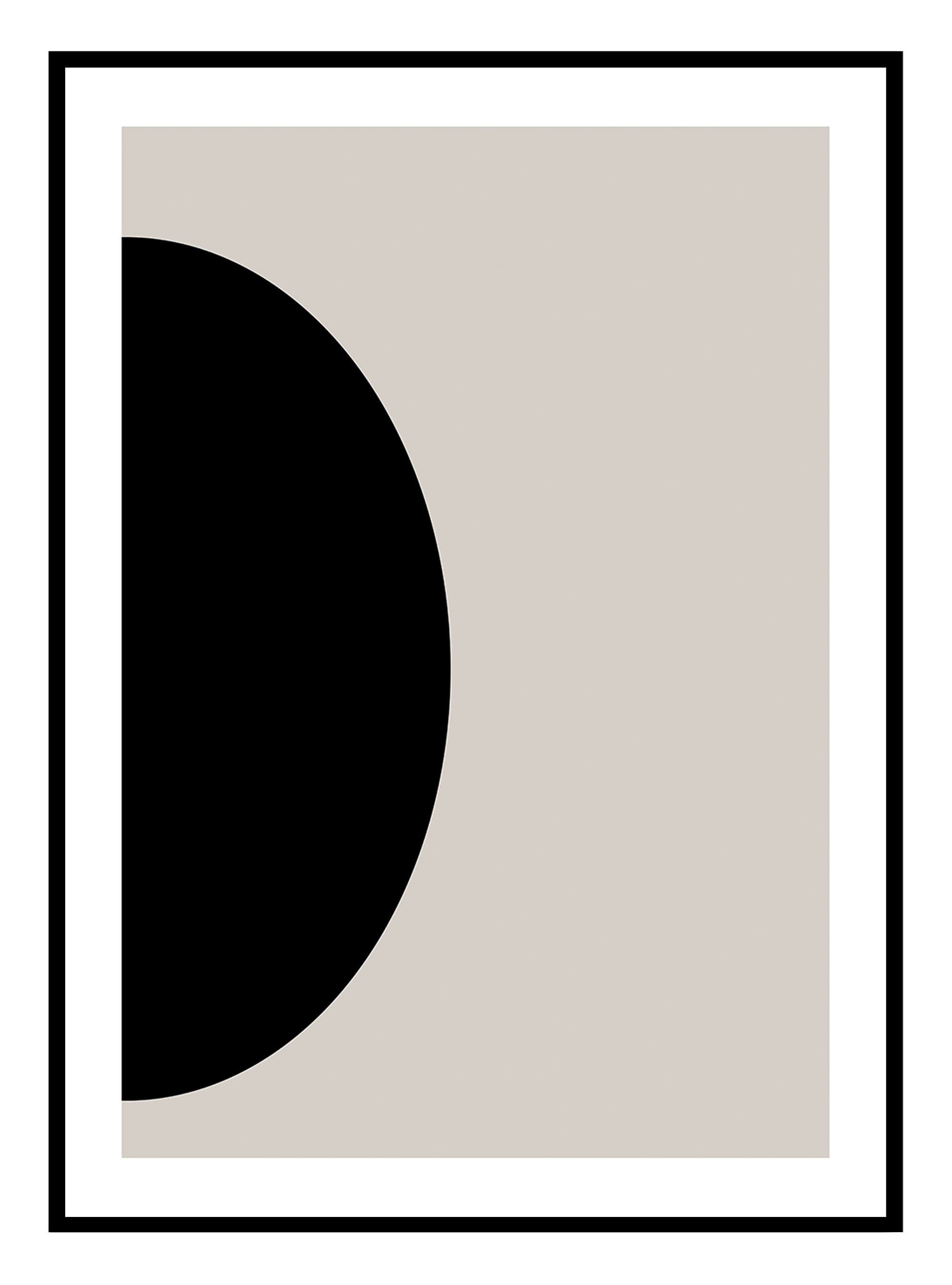 Black - Beige Abstract Art Print (A)