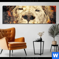 Acrylglasbild Feuer Loewe Panorama Produktvorschau
