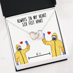 Always In My Heart Six Feet Apart Interlocking Heart Necklace