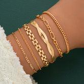 6pc Cuban & Snake Chain Bracelet Set