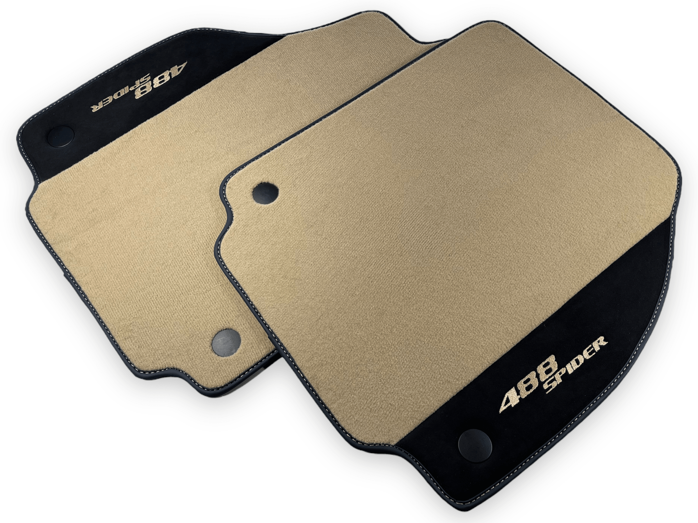 Beige Floor Mats For Ferrari 488 Spider 2015-2022 With Alcantara Leather - Scuderia
