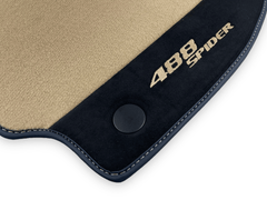 Beige Floor Mats For Ferrari 488 Spider 2015-2022 With Alcantara Leather - Scuderia