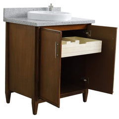 Bellaterra Home Vanity BellaTerra Home 31" Single sink vanity in Walnut finish with Gray granite with round sink 400901-31-WA-GYRD