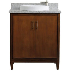 Bellaterra Home Vanity BellaTerra Home 31" Single sink vanity in Walnut finish with Gray granite with round sink 400901-31-WA-GYRD