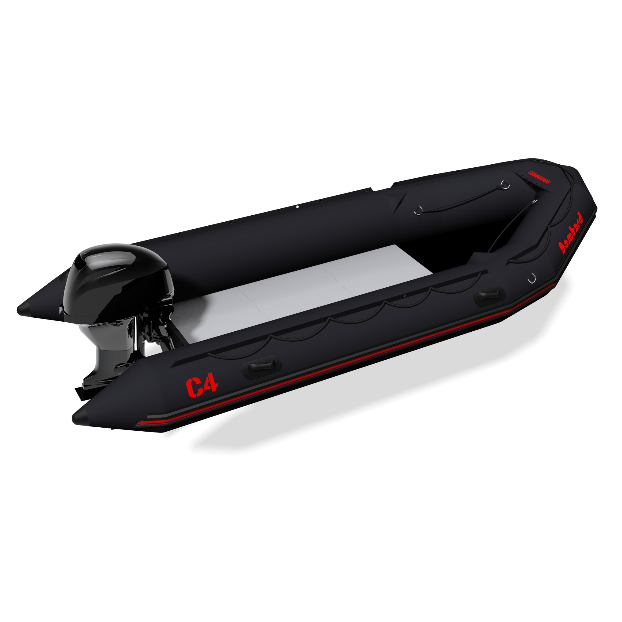 Bombard Commando C4 - rubberboot met aluminium vlonderdelen deelbare houten kiel