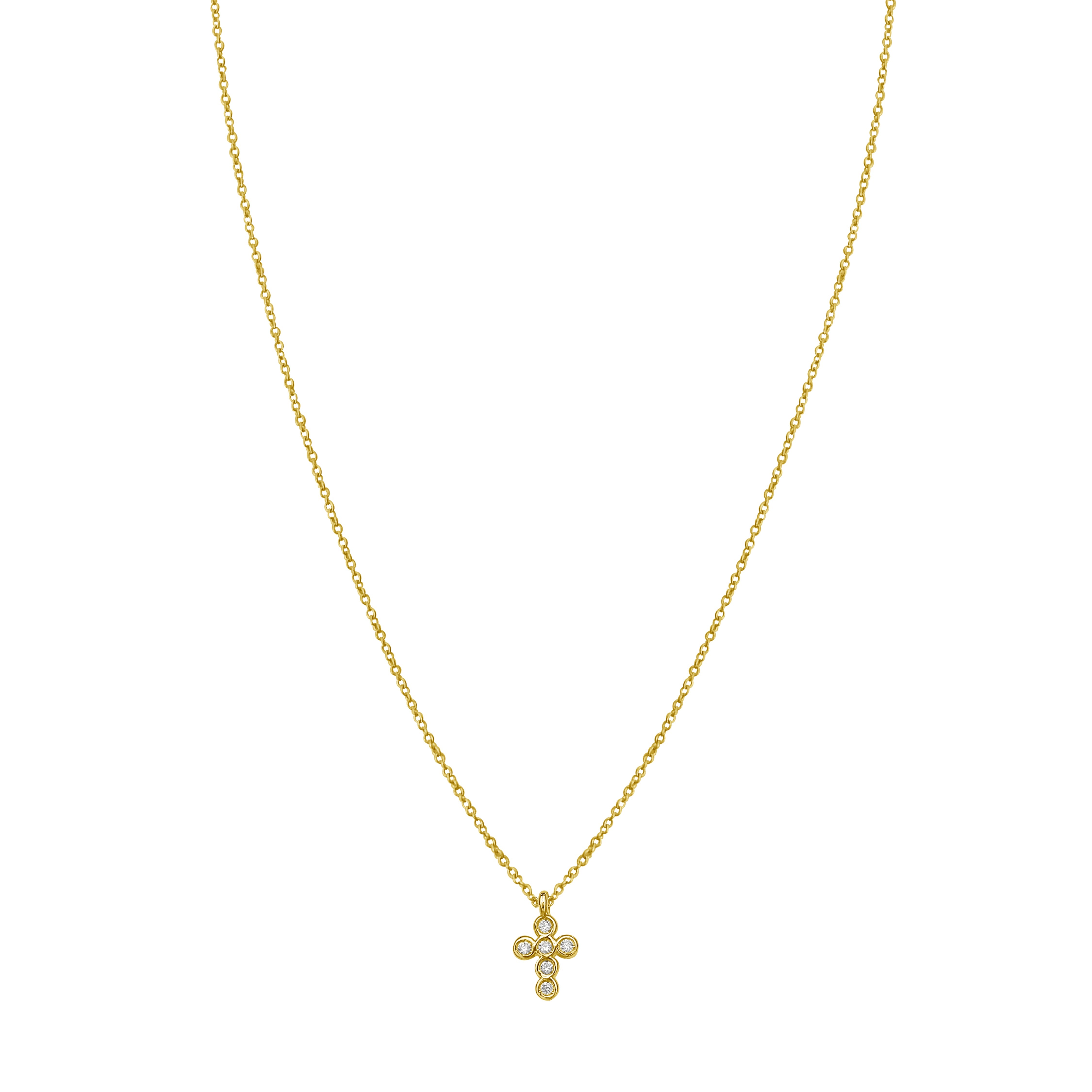 14K Petite Diamond Cross Necklace
