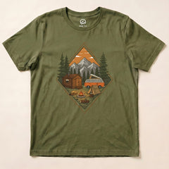 Camping Scenery Shirt Hike Tee T-Shirt Military Green / S