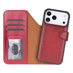 Carter Detachable Leather iPhone 17 Pro Wallet Case, Red - BlackBrook Case