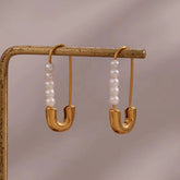 Safety Pin Pearl Earrings