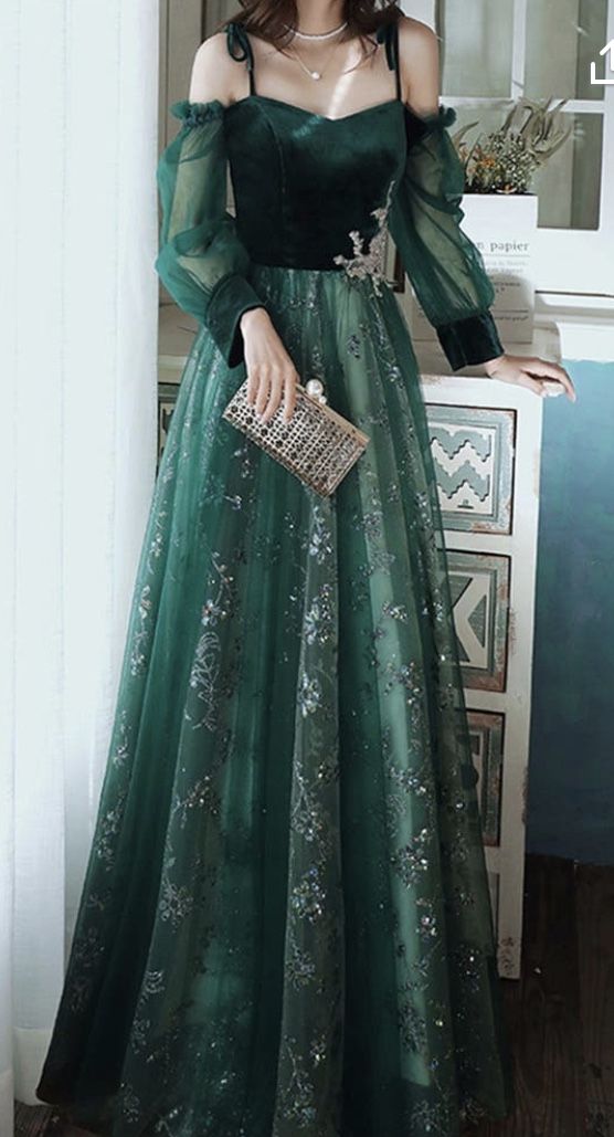 elegant dark green lace gown Prom Dress, cg16016