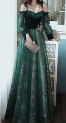 elegant dark green lace gown Prom Dress, cg16016