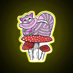 Cheshire Cat On Mushroom Smoking Bowl Green Leaf Led Neon Sign Rgb Color - Custom LED neon sign front view