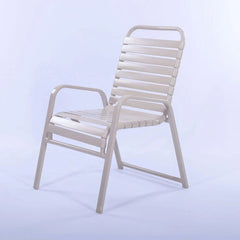 Vinyl Strap Commercial Pool Side Dining Chair with Comfort Arm