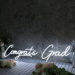Congrats Grad White Led Neon Sign - Shineneon