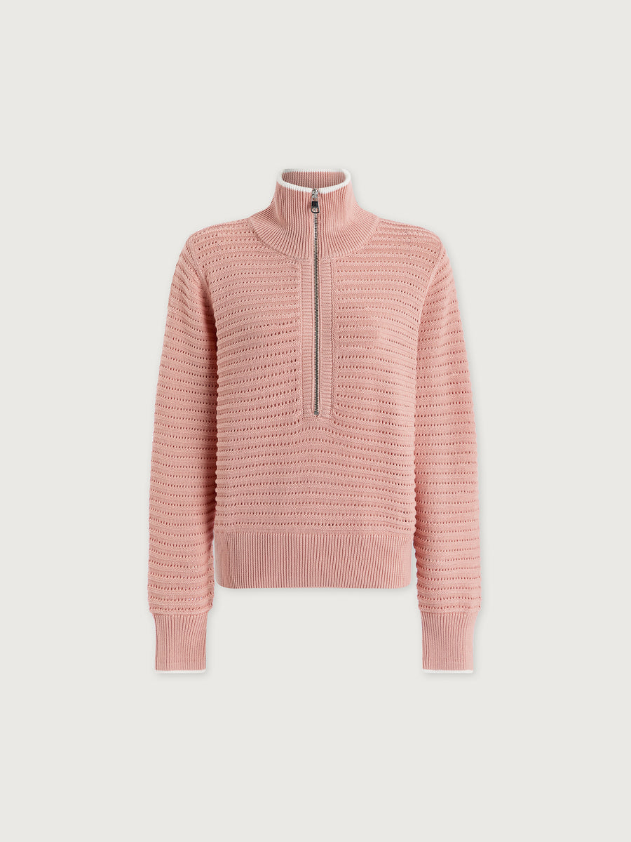 Varley Morwenna Half Zip Knit in Mellow Rose