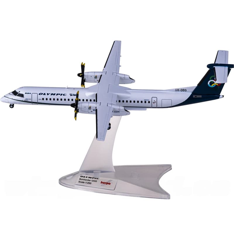 Herpa Olympic Air Bombardier Dash 8 Q400 SX-OBG 1:200 Aircraft Pre-built Airliner Model Display