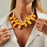 Yellow Pearl Choker Necklace