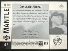 2001 Upper Deck Legends of New York Mickey Mantle #YS-MM Authentic Seat Relic 29/50