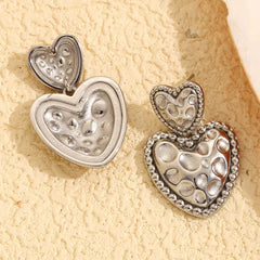 Textured Heart Beaded Earrings
