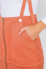 Marsala Front Zipper Adjustable Suspender Jean Skirt /3-2-1 - Tasha Apparel Wholesale