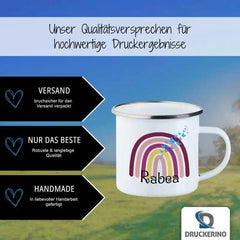 Emaille Tasse mit Namen | Motiv 4 | Rabea - Druckerino