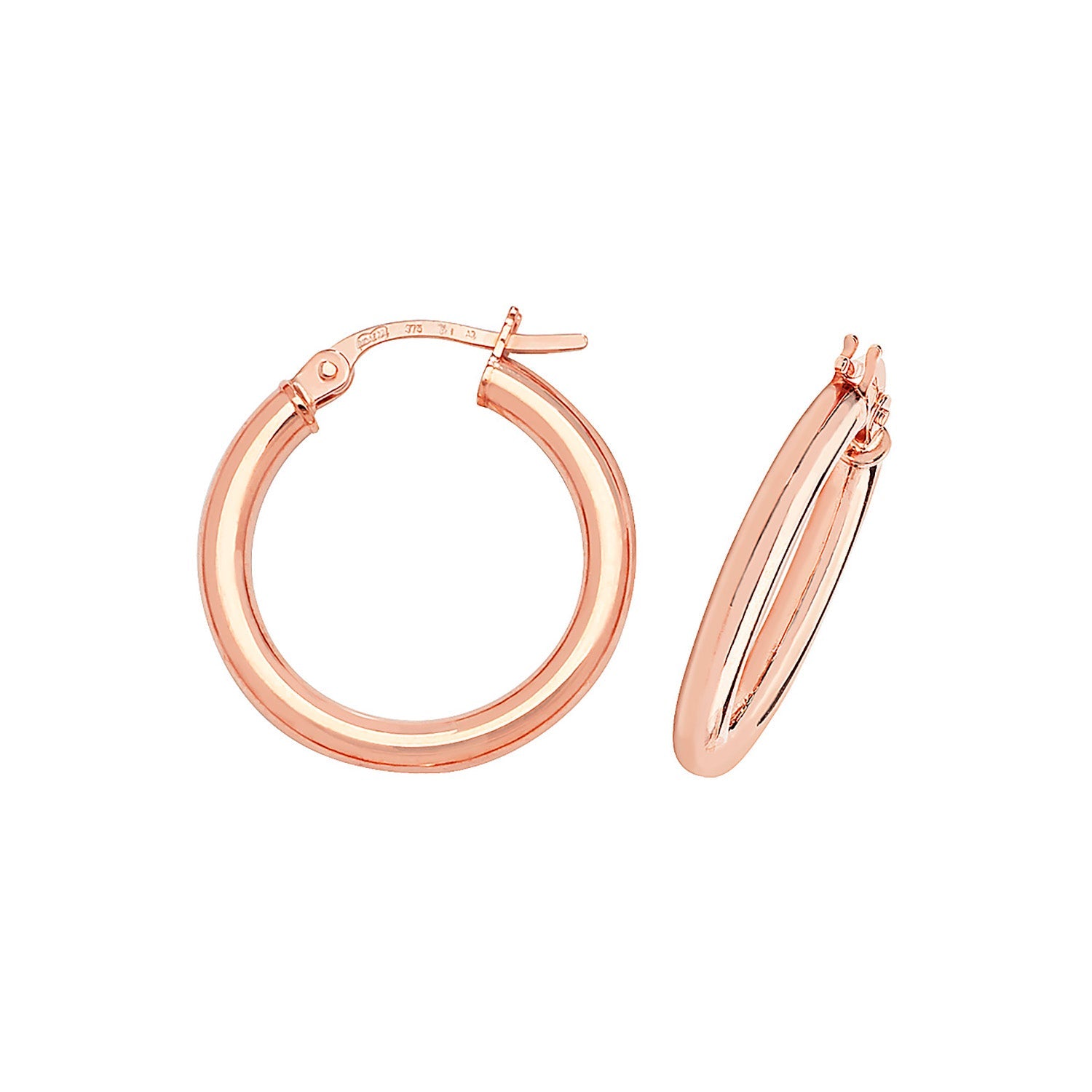 9CT ROSE GOLD 15MM HOOP EARRINGS