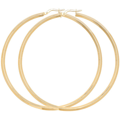 9CT YEL GOLD 60MM HOOP EARRINGS