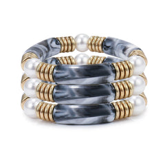 3pc Marble Pearl Bracelet Set