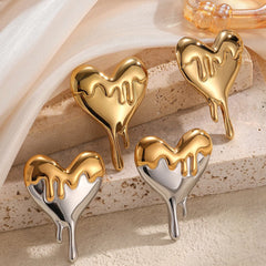 Melted Heart Stud Earrings