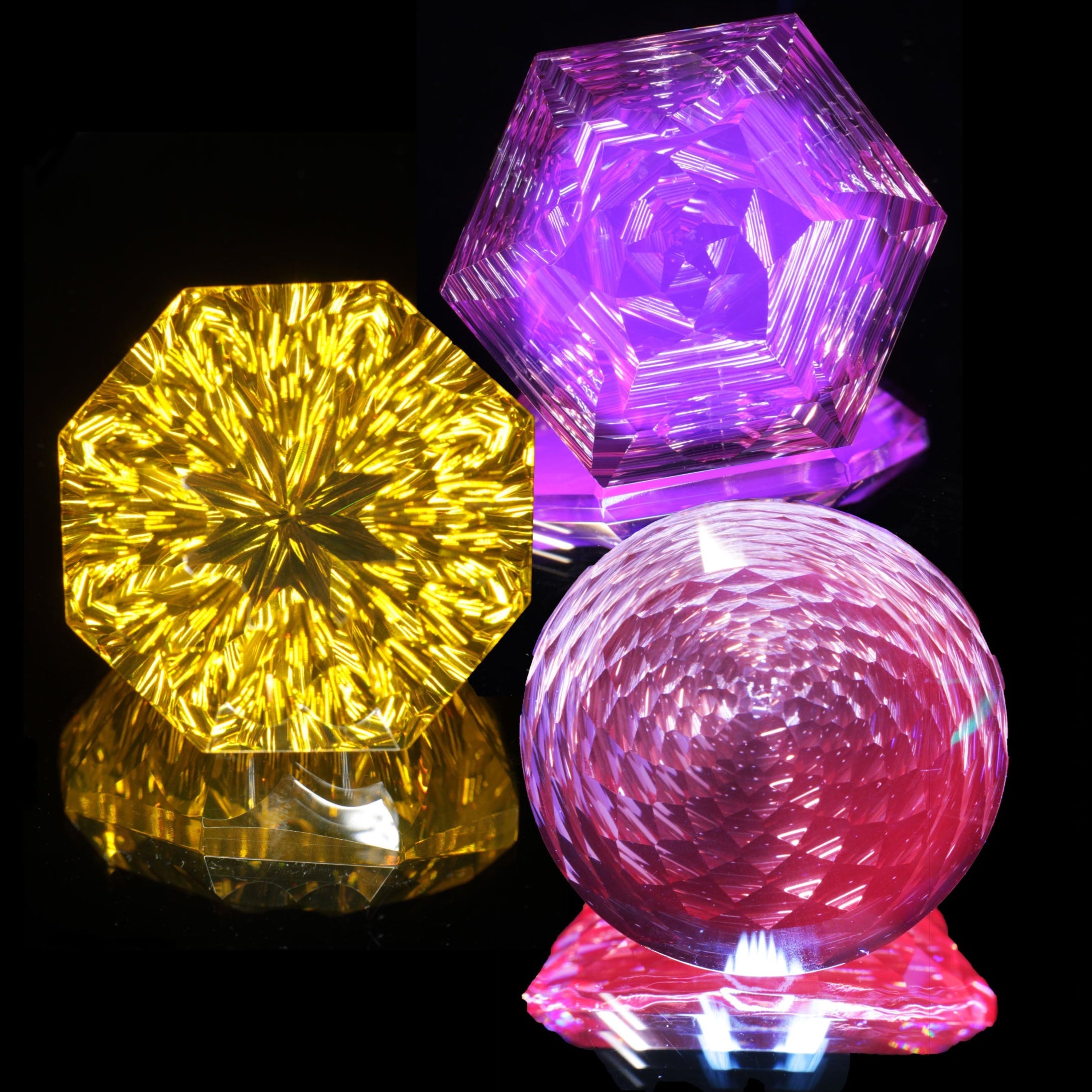 Giant Fantasy Cut Laser Garnets, Ce/Nd and Nd/Ce YAG