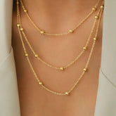 Layered Gold Bead Chain Necklace