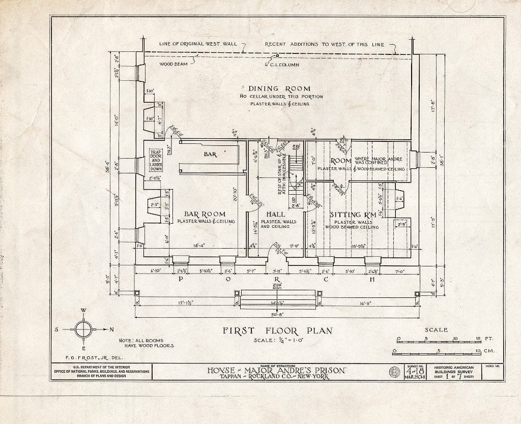 Blueprint HABS NY,44-TAP,1- (Sheet 1 of 7) - Major Andre House (Prison), Main Street, Tappan, Rockland County, NY