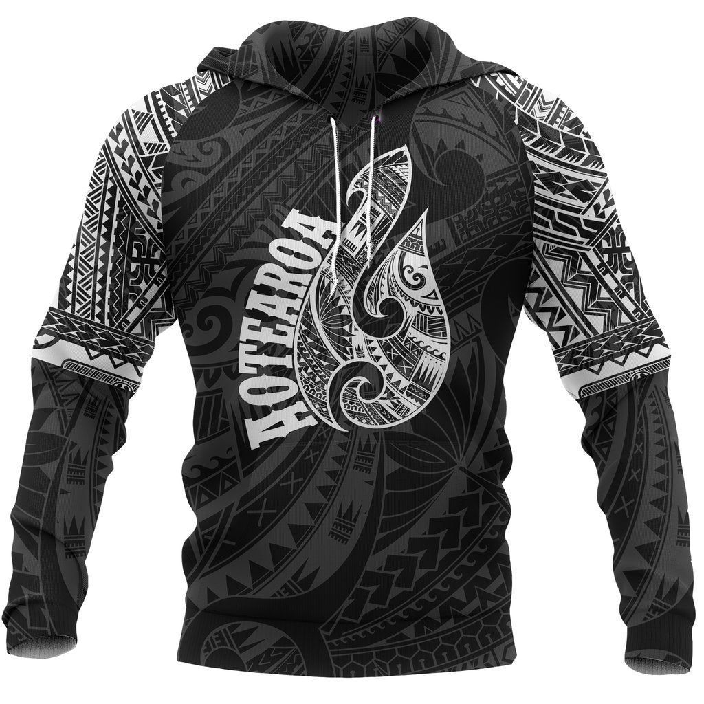 Hei Matau Maori Tattoo All Over Hoodie White PL - Amaze Style™-Apparel
