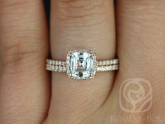 104ct Catalina white sapphire diamond halo bridal set in rose gold