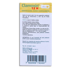 Clamoxin 12 Hrs Pediatrico, Amoxicilina, Ácido Clavulánico, 40 ml Suspensión
