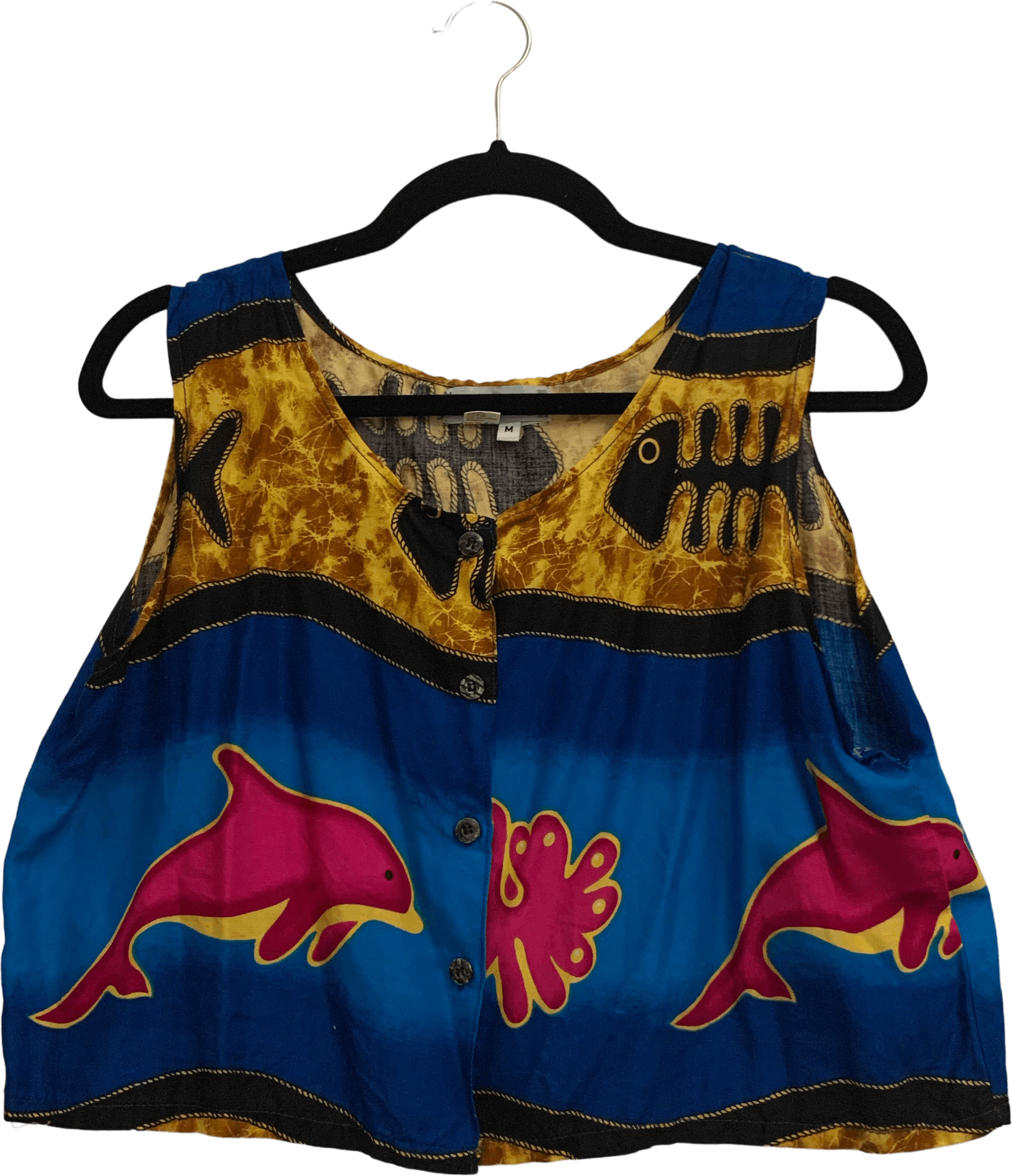 Blue Patterned Cropped Vest