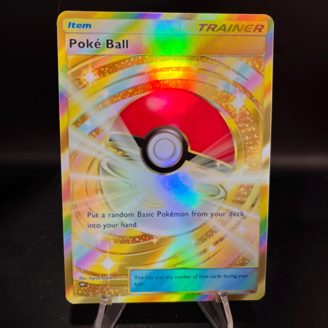 Poke Ball Crown Rare Gold Holographic Pokémon TCG Pocket Self Made Card - Sharp Details!