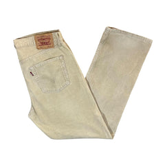Early 00's LEVI'S 751 Classic Beige Corduroy Cord Straight Leg Trousers