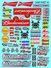 White Vinyl Gloss Sheet 40 Stockcar Vinyl R/C Racing Sponsor Sticker Small-1/24-1/16th Scale Model Decal Sticker Radio Control Lexan Body-Graphics for R/c Cars, Boats, Trucks Scale Model–Die-Cut