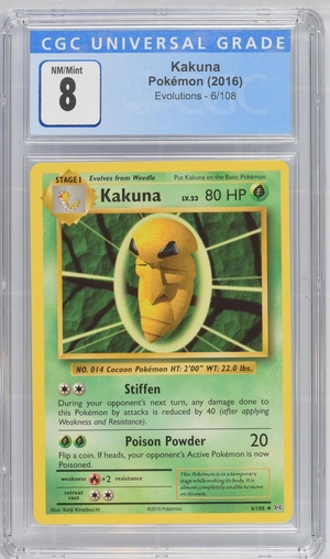 Pokemon - Kakuna - Evolutions 2016 - CGC 8.0 Vintage Trading Card Singles Pokemon