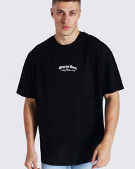 Black Squad Drip too hard Backprint T-shirt in black